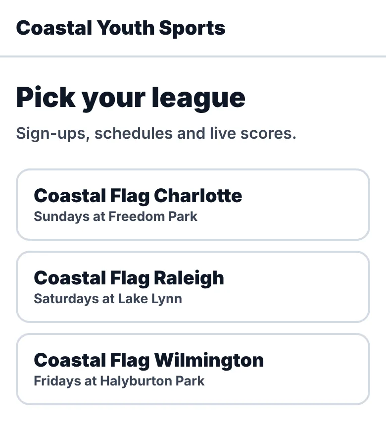 An organization's page listing three locations